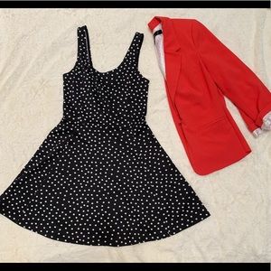 Black with white polka dots skater dress